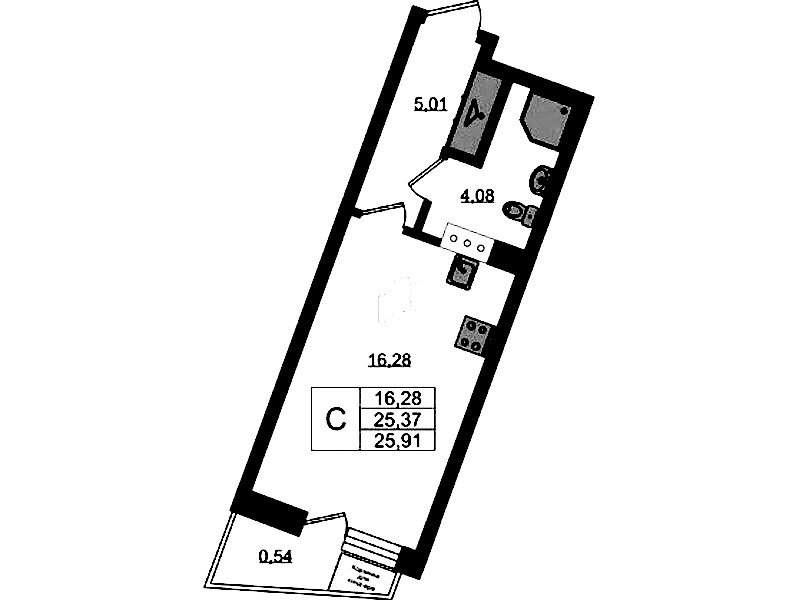 Квартира студия 25.91 м², 8/11 эт., ЖК «VEREN NORT Сертолово»